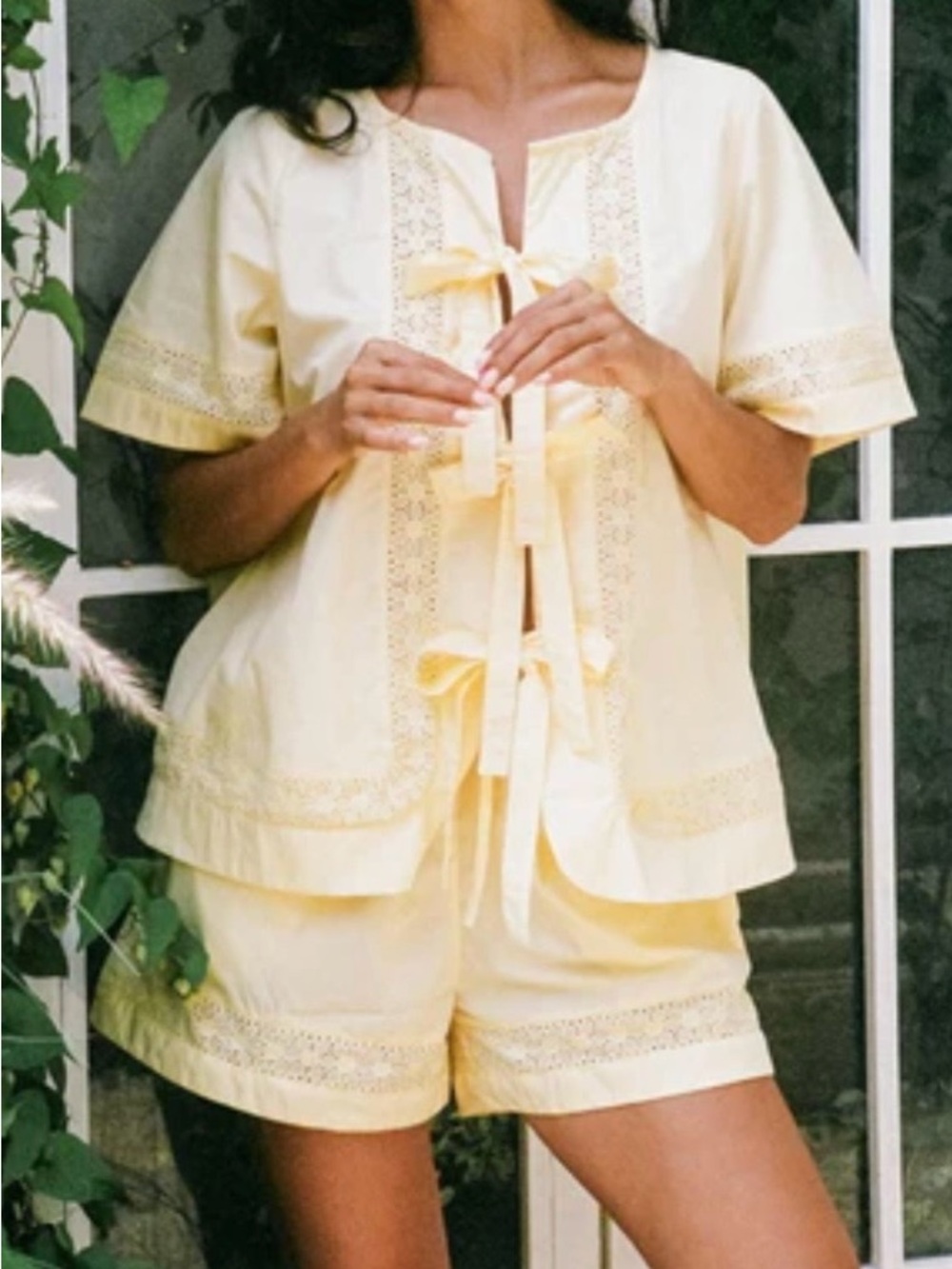 Piyama Women's Lace-Trim Short Pajama Set size L
